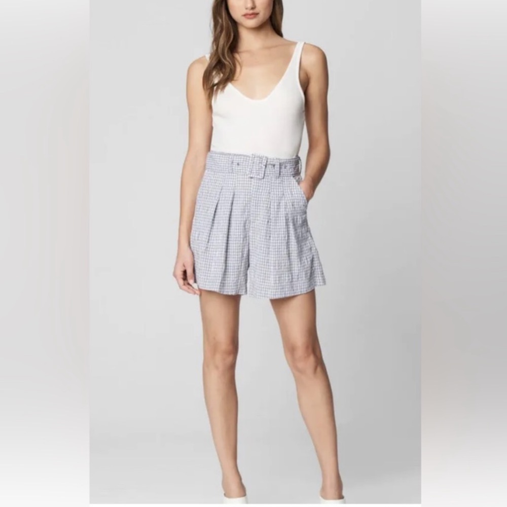 Blank NYC Seersucker Gingham Plaid Belted Shorts - Size 31